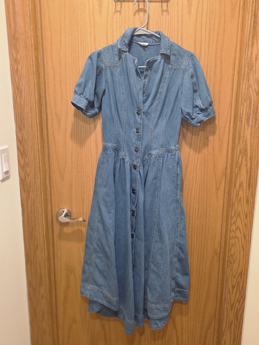 Pilcro Light Blue Denim Button-Front Midi Dress